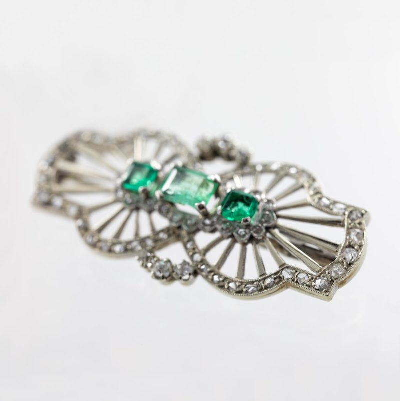Broche En Argent Art Déco France - Motif Oiseaux Flam - Occasion