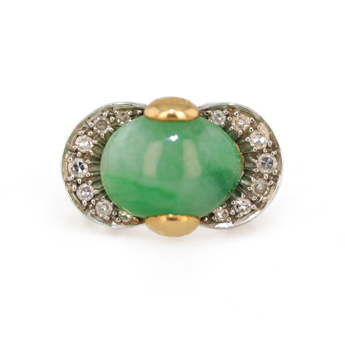 Bague jade cabochon lignes de diamants L Or D co