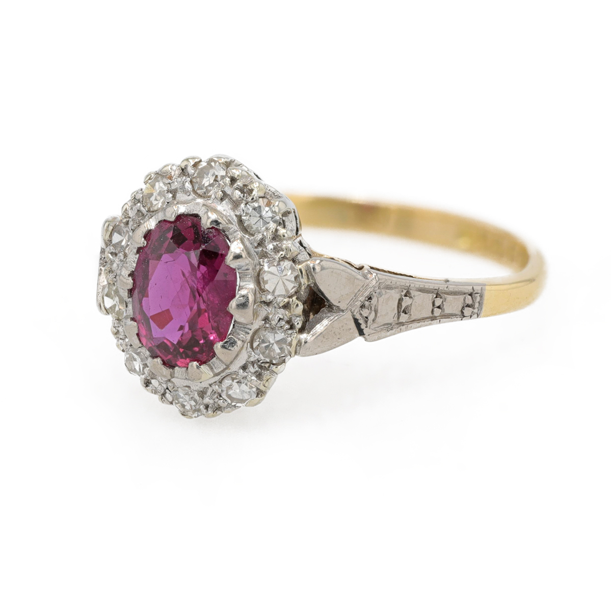 Bague marguerite rubis et diamants