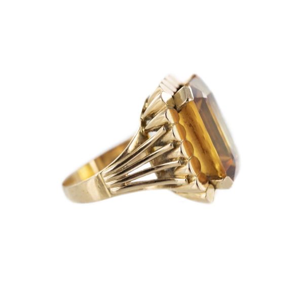 Bague topaze jaune serti 4 griffes