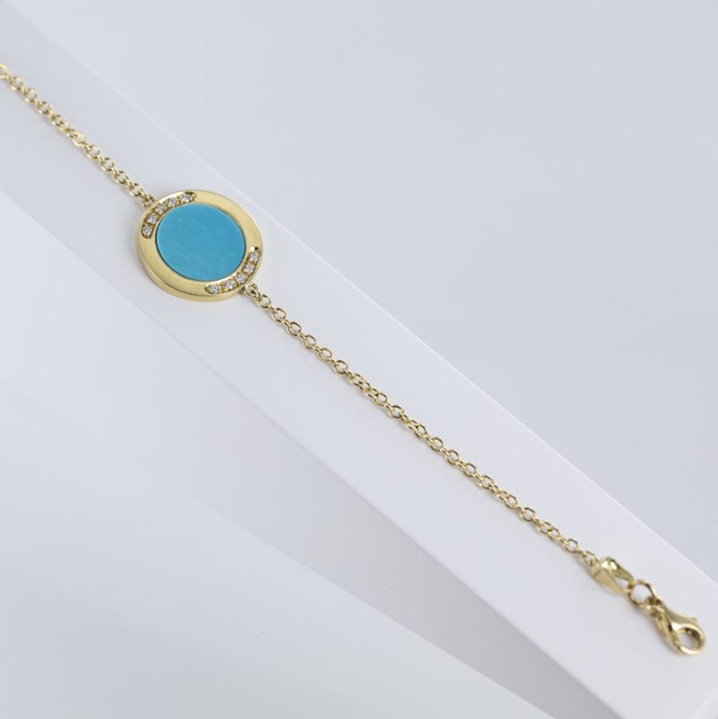Bracelet motif turquoise et diamants