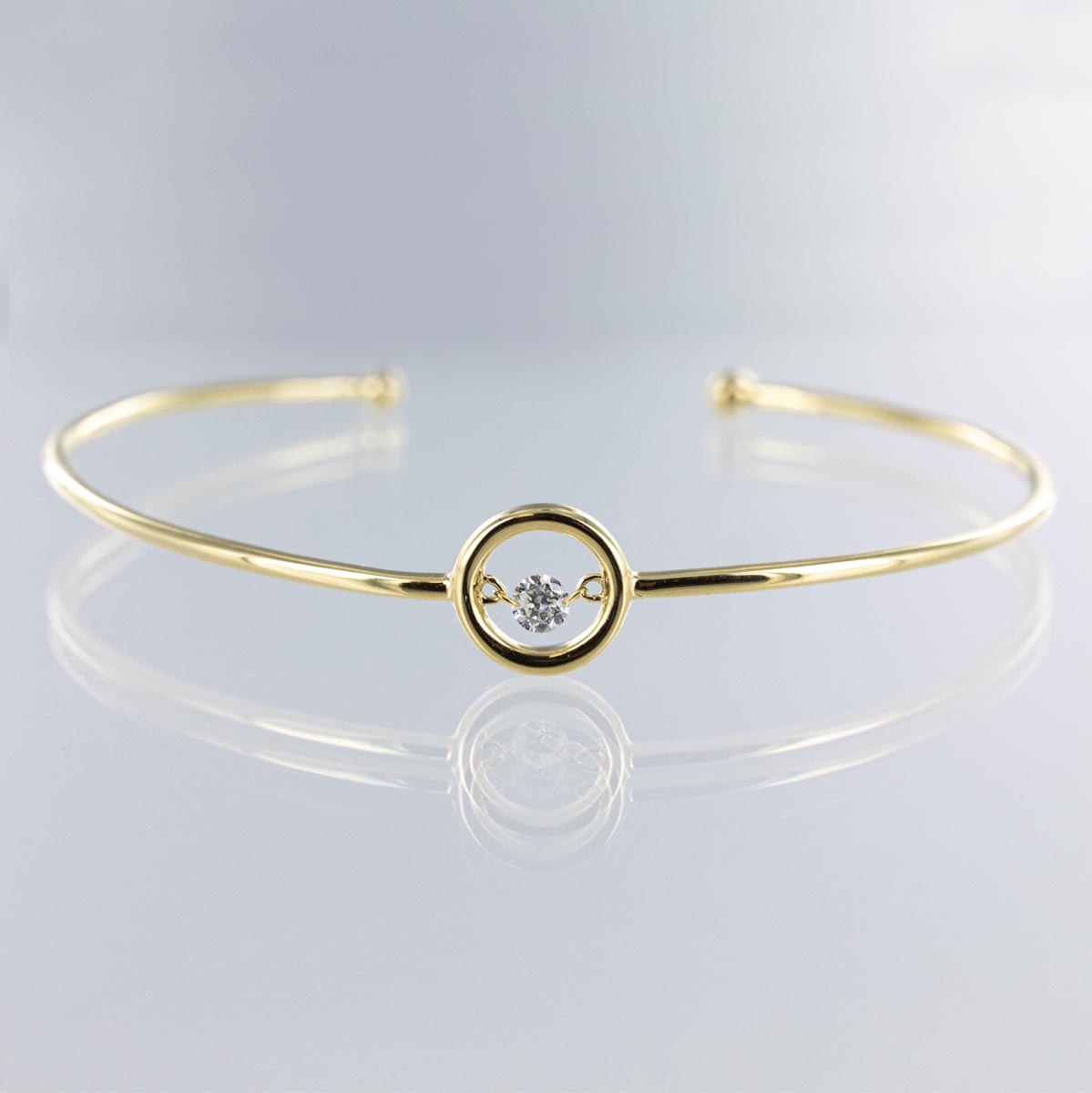 Bracelet jonc motif cercle diamant percé