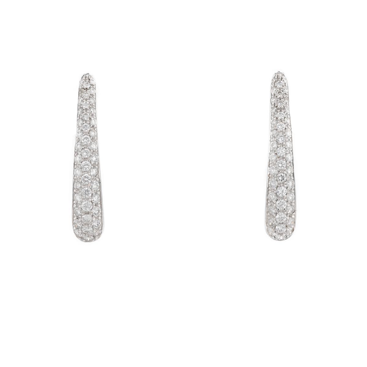 Boucles d'oreilles pavage diamants créoles allongées