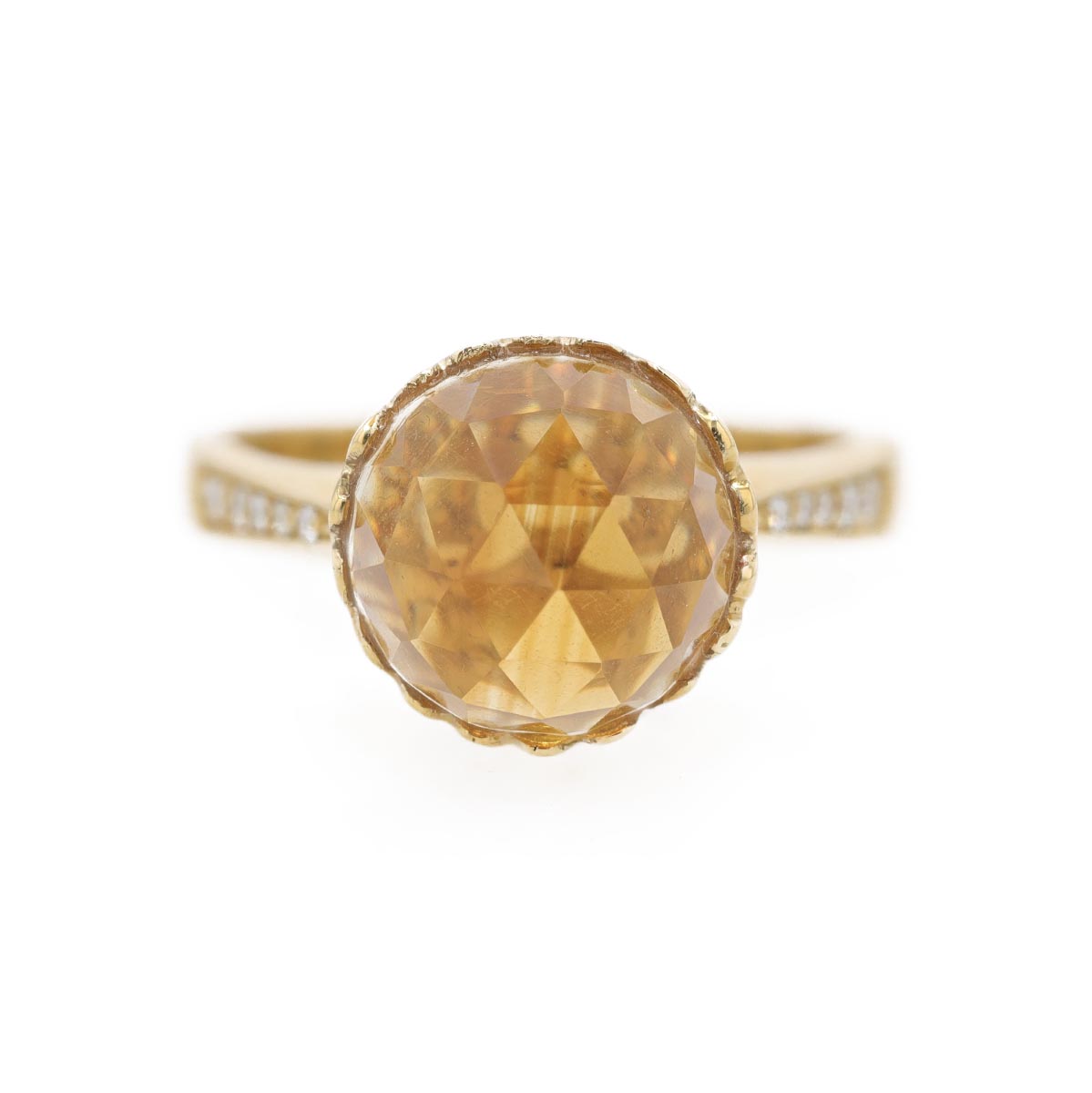 Bague citrine taille briolette et diamants