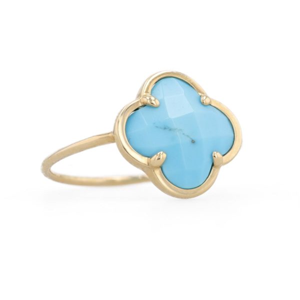 Bague MORGANE BELLO Victoria trèfle turquoise facetée