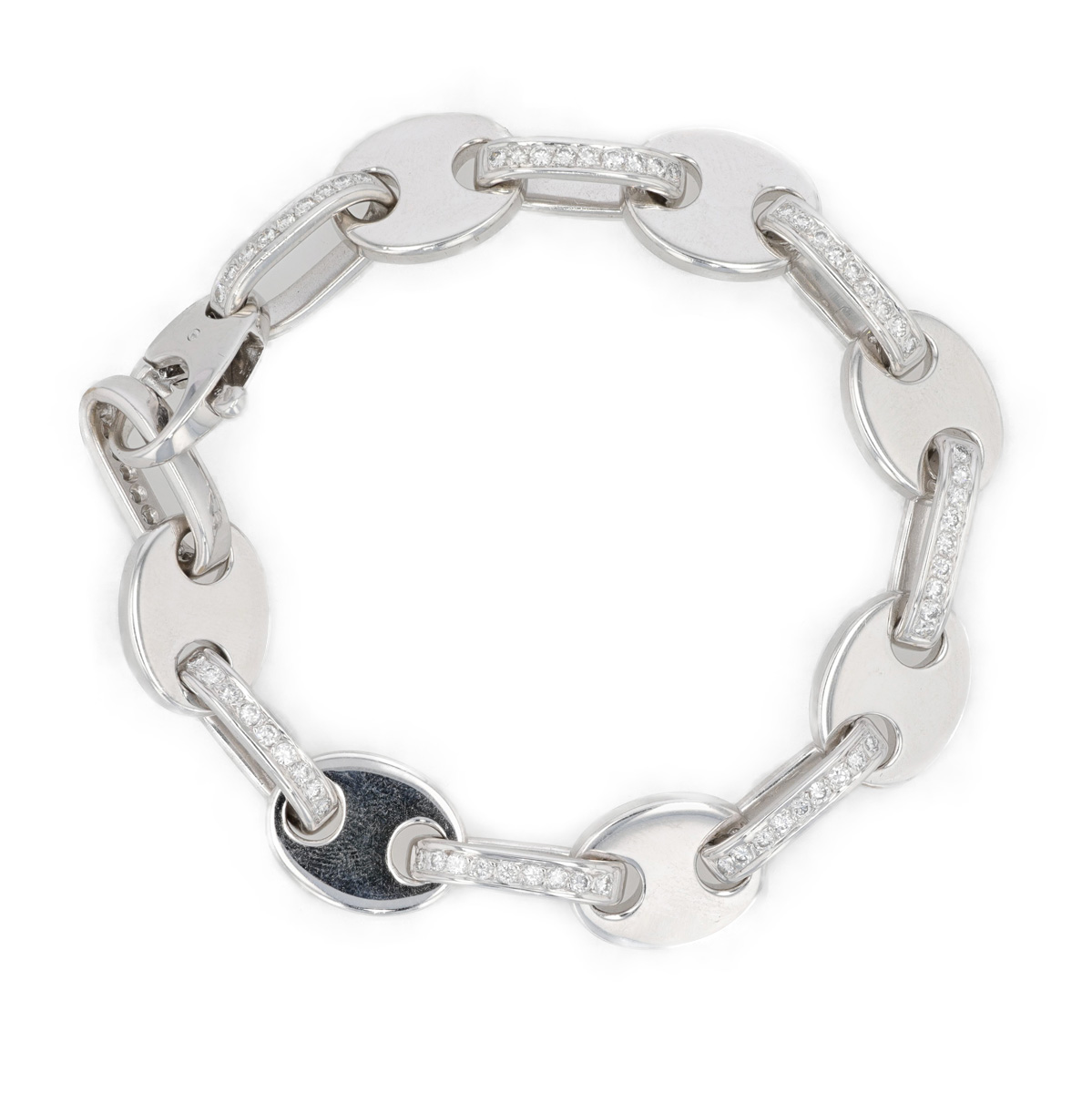 Bracelet maillons grains de café anneaux pavage diamants