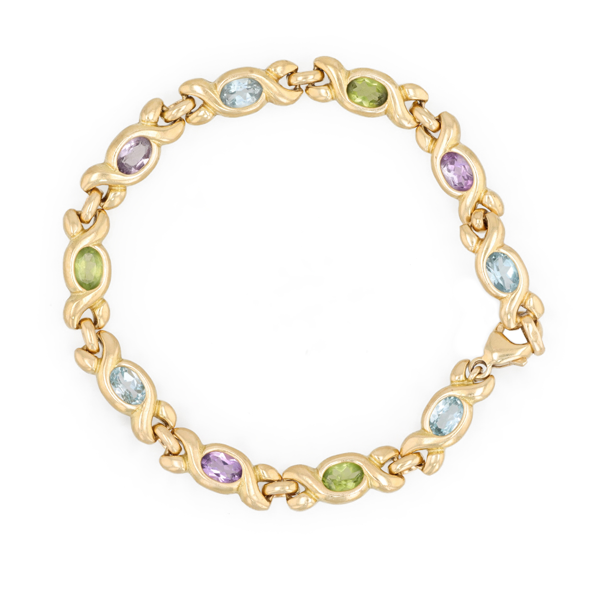 Bracelet multi pierres fines en or jaune 18 carats.