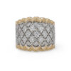 Bague large diamants bicolore façon dentelle