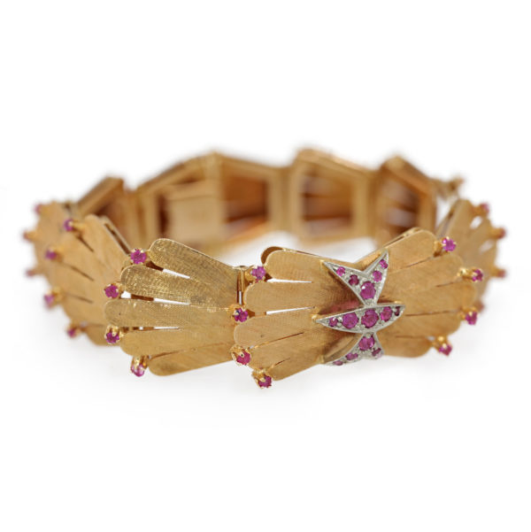 Bracelet souple palmage avec rubis