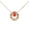 Collier saphir forme ronde orange en goutte et diamants