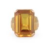 Bague topaze jaune rectangulaire motifs Art Déco