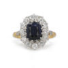 Bague saphir entourage diamants taille ancienne