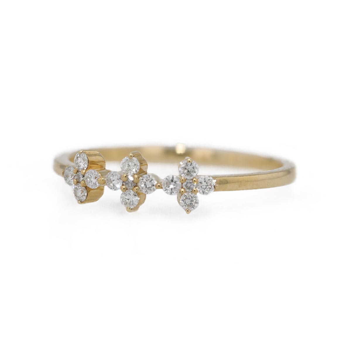 Anneau fin triple croix diamants