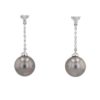 Boucles d'oreilles pendantes lignes de diamants perles de Tahiti