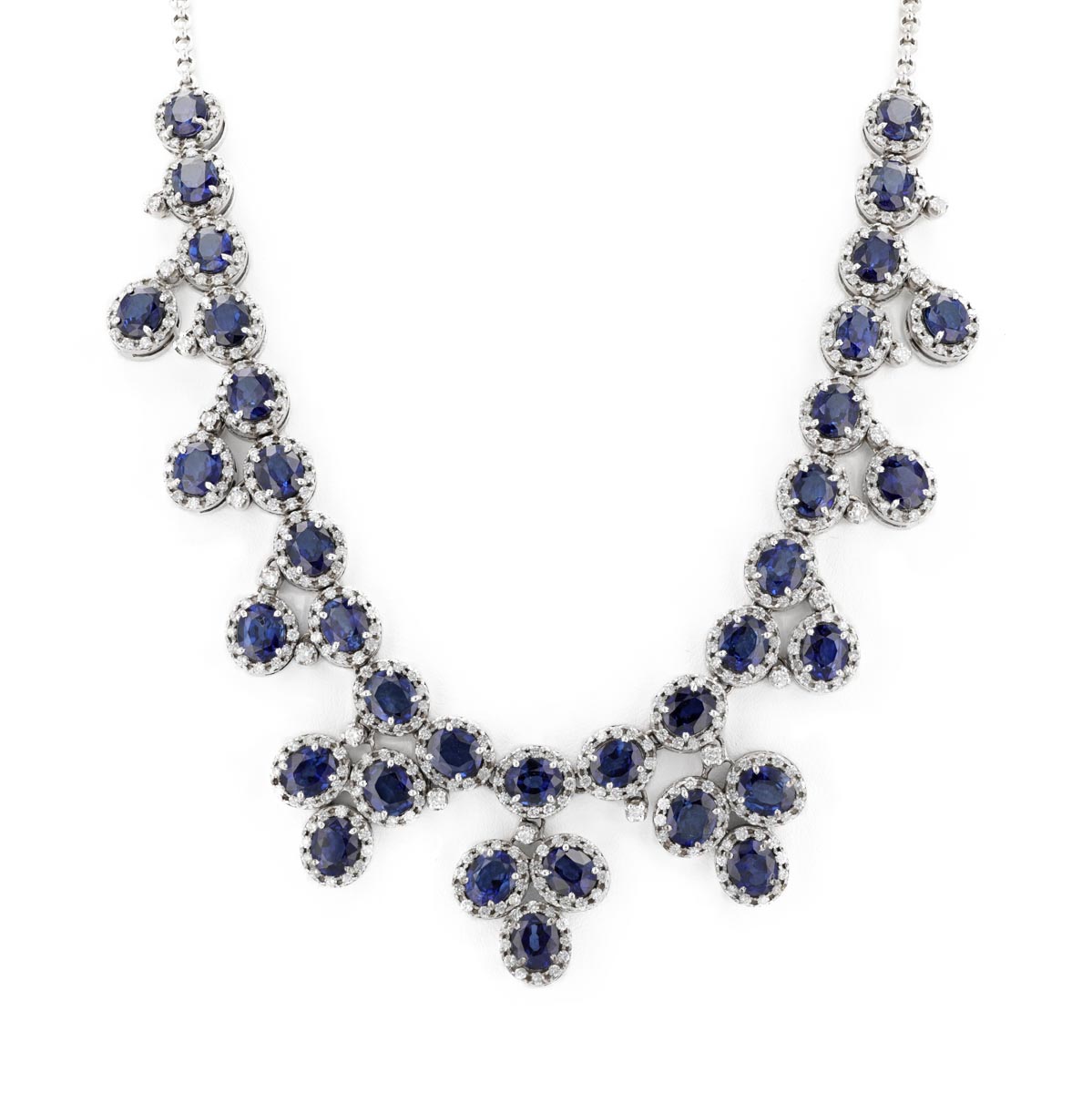 Collier draperie multi marguerites saphirs et diamants