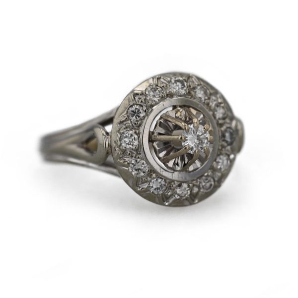 Bague ronde diamants années 60
