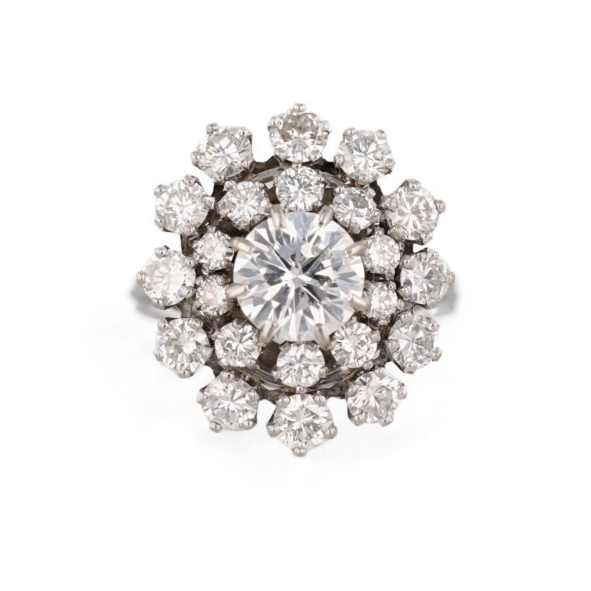 Bague marguerite diamants double rang