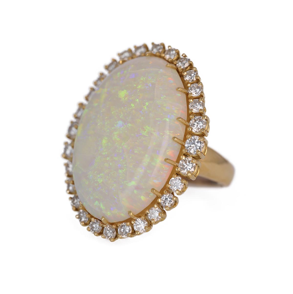 Bague opale entourage diamants