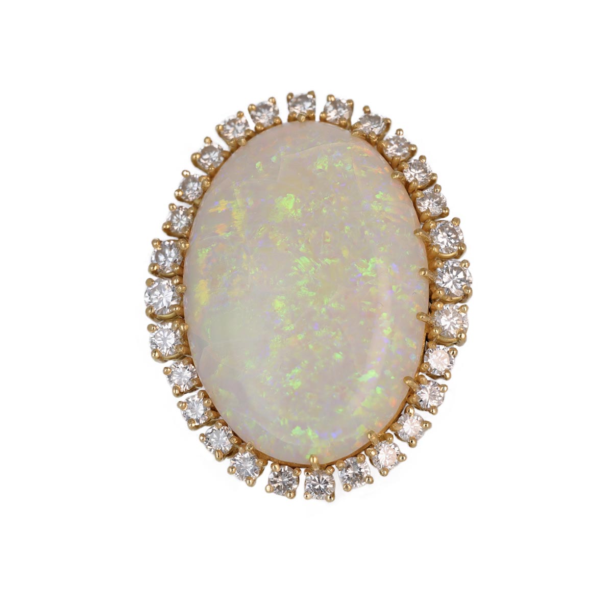 Bague opale entourage diamants