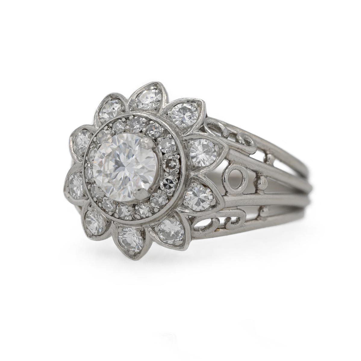 Bague marguerite diamants avec un corps multi filaires