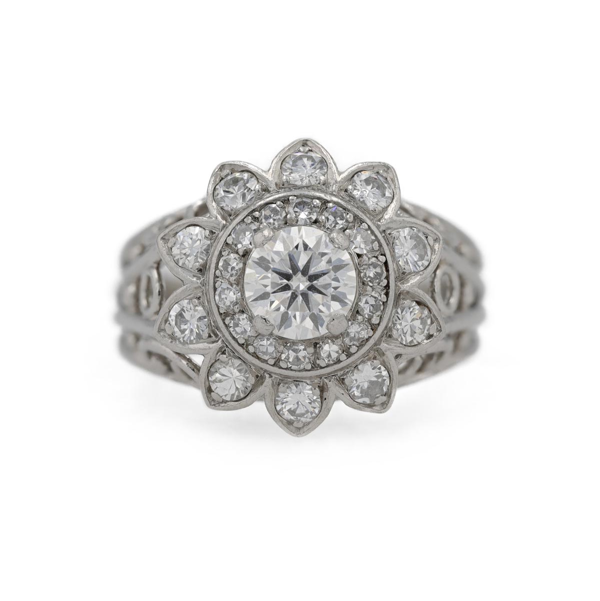 Bague marguerite diamants avec un corps multi filaires