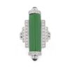 Bague rouleau façon Art déco jade, pavage diamants et saphirs cabochon