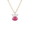 Tour de cou rubis ovale et diamants taille navette