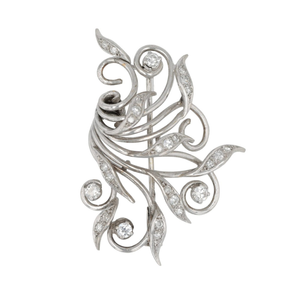 Broche Art Déco Vintage Or Finement Gravée - Femme - État Impeccable