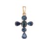 Pendentif croix multi saphirs en or jaune 18 carats