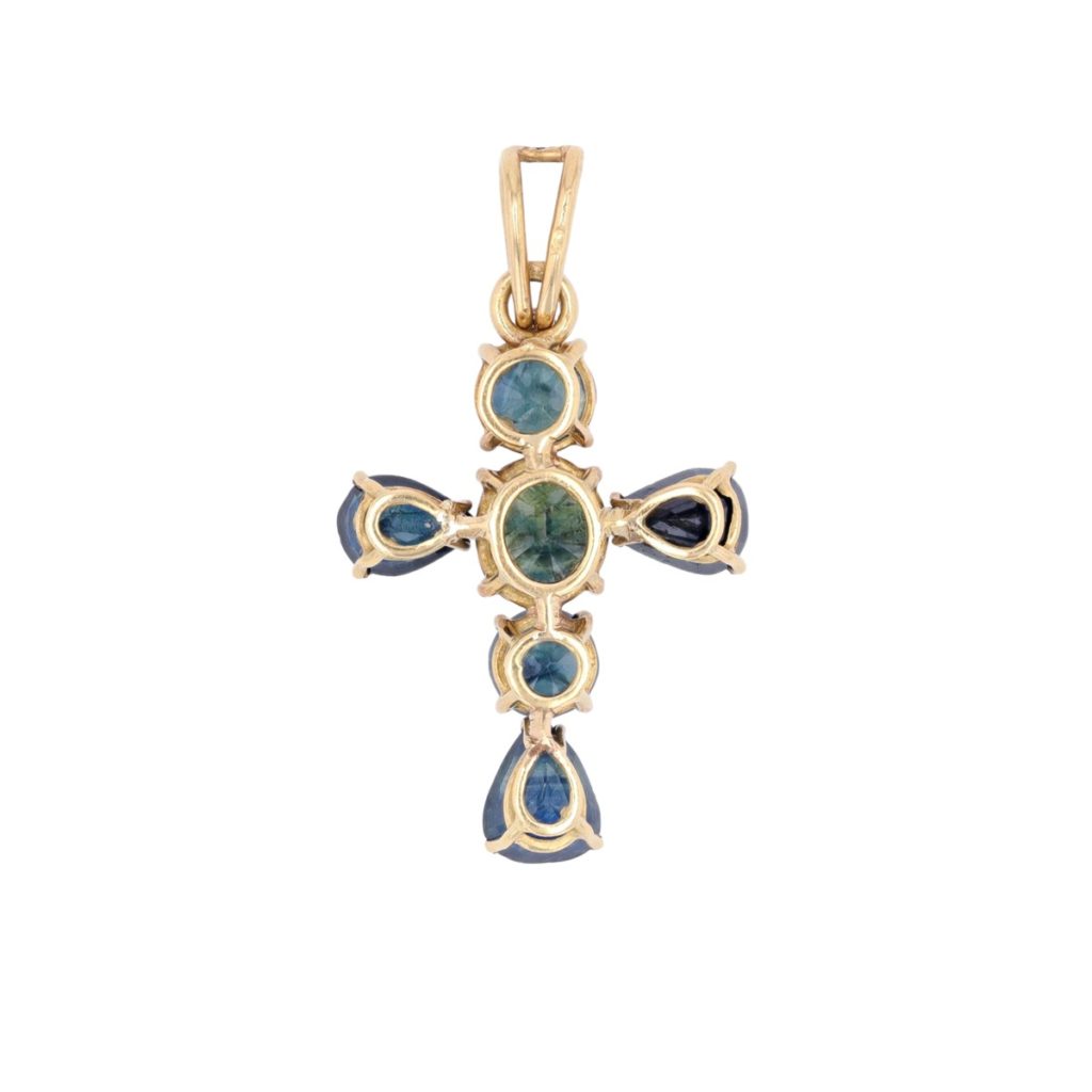 Pendentif Ancien Argent Massif 925 - Breloque Art Nouveau Croix - Occasion
