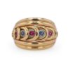 Bague jonc saphirs rubis et diamants en or jaune 18 carats