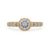 Bague solitaire diamants et lignes de diamants en or jaune 18 carats