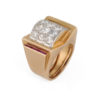 Bague Tank rubis et diamants en or jaune 18 carats