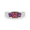 Bague tourmaline et améthystes en or blanc 18 carats