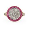 Bague ancienne pompadour rubis et diamants 2 ors 18 carats