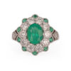 Bague marguerite émeraude et diamants en or blanc 18 carats