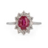 Bague marguerite rubis et diamants en or blanc 18 carats