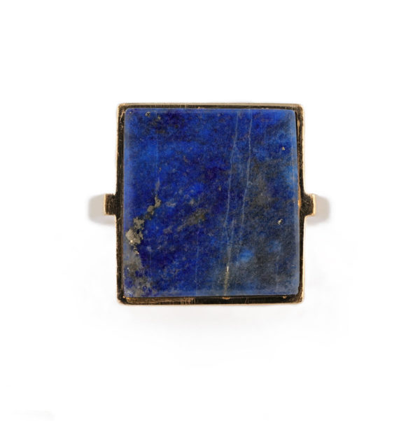 Bague carrée Lapis-Lazuli en or jaune 18 carats