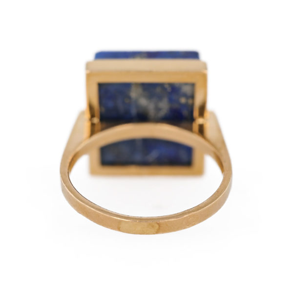 Bague carrée Lapis-Lazuli en or jaune 18 carats