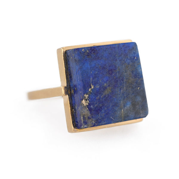 Bague carrée Lapis-Lazuli en or jaune 18 carats