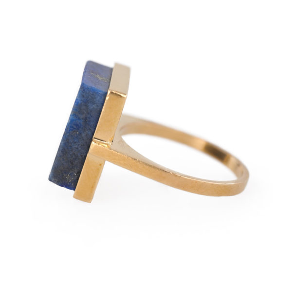 Bague carrée Lapis-Lazuli en or jaune 18 carats