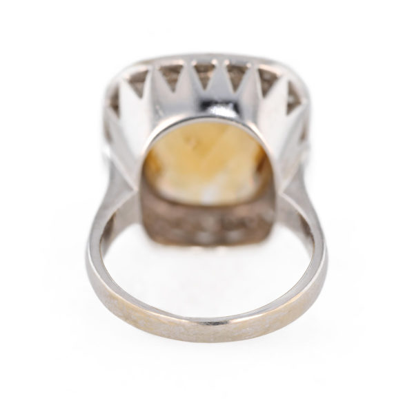 Bague cocktail citrine et diamants en or blanc 18 carats