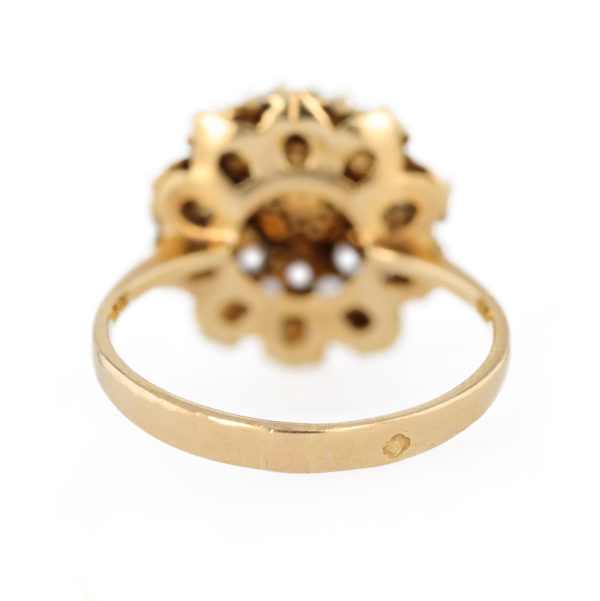 Bague vintage perle et turquoises en or jaune 18 carats