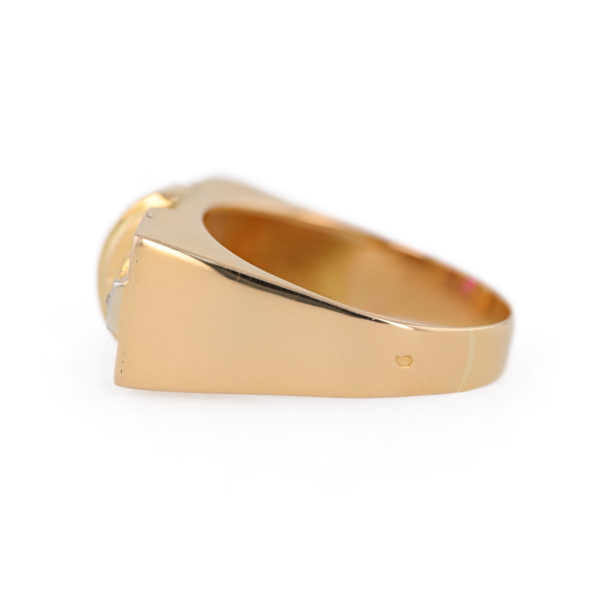 Bague Tank noeud rubis et diamants en or jaune 18 carats