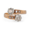 Bague ancienne diamants toi et moi en rose 18 carats