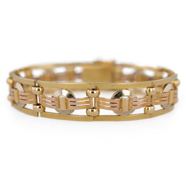 Bracelet plat Art Déco en or jaune 18 carats