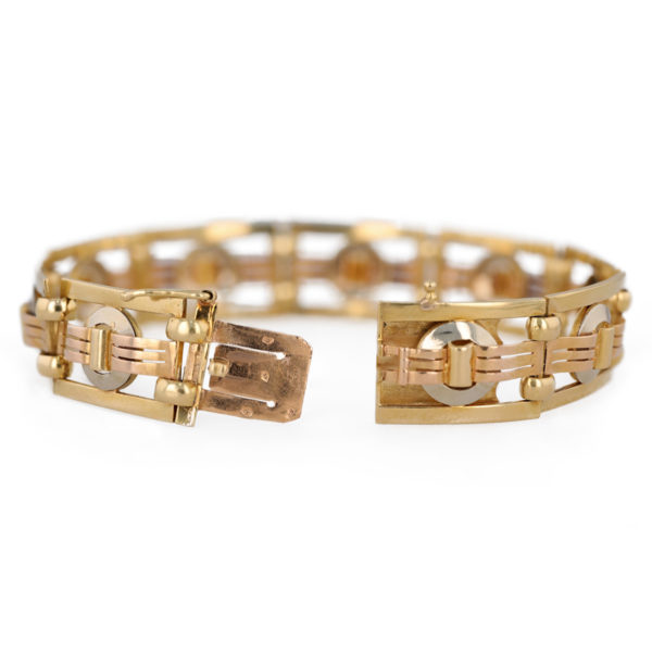 Bracelet plat Art Déco en or jaune 18 carats