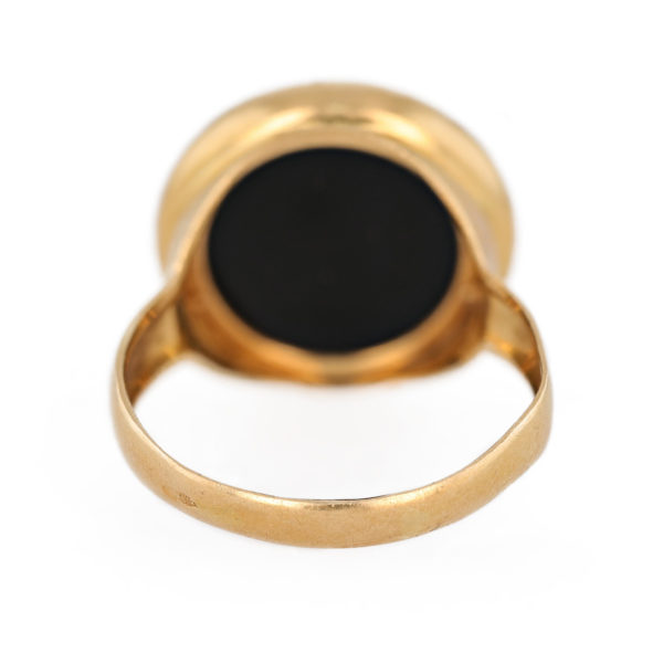 Bague camée bleue ronde en or jaune 18 carats