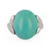 Bague pierre verte et diamants en or blanc 18 carats