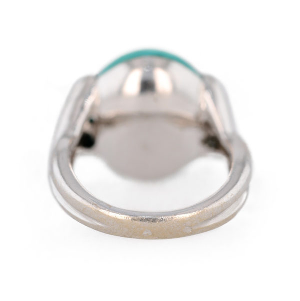 Bague pierre verte et diamants en or blanc 18 carats